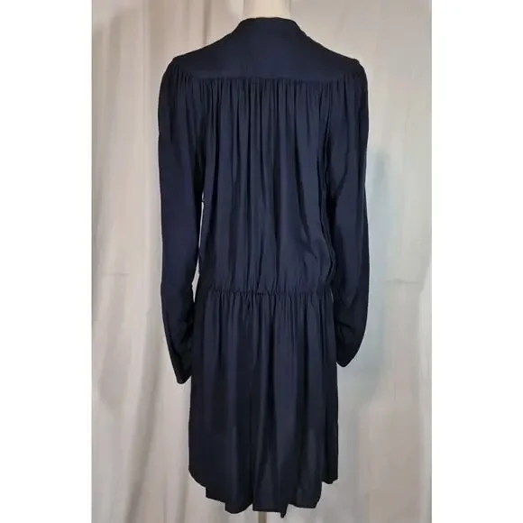 Zadig & Voltaire Womens Designer Navy Blue Satin Reveal Stain Dress Large - Picture 9 of 11